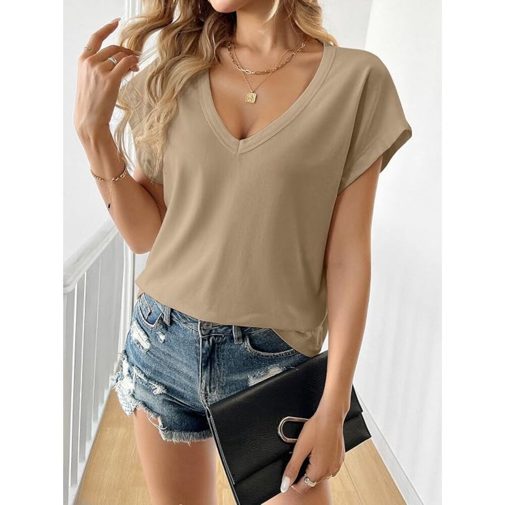Brand new - Tankaneo Women's Tan and Cream T-shirt - Picture 2 of 8